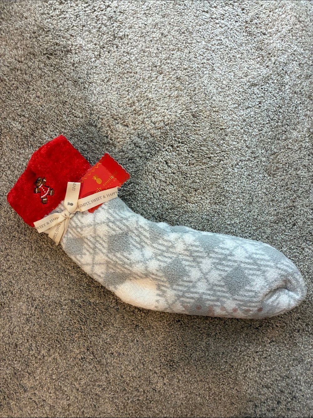Cozy Red & Gray Holiday Fuzzy Socks, extra thick!!